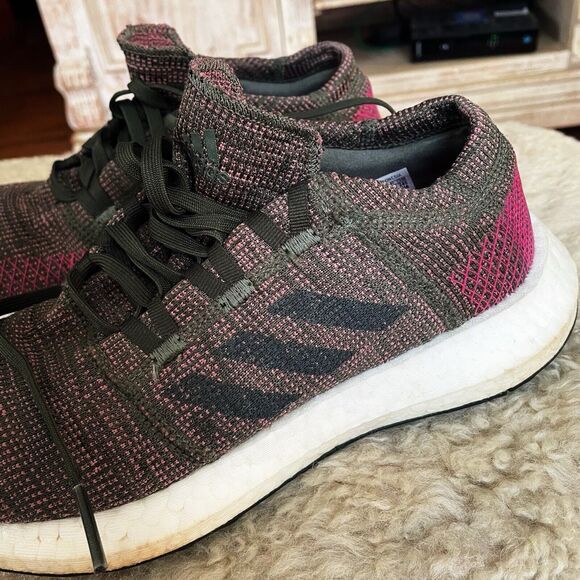Adidas Pure Boost Go Women's Sz 8 Boost Running Shoe Night Cargo Green Maroon - Picture 9 of 14